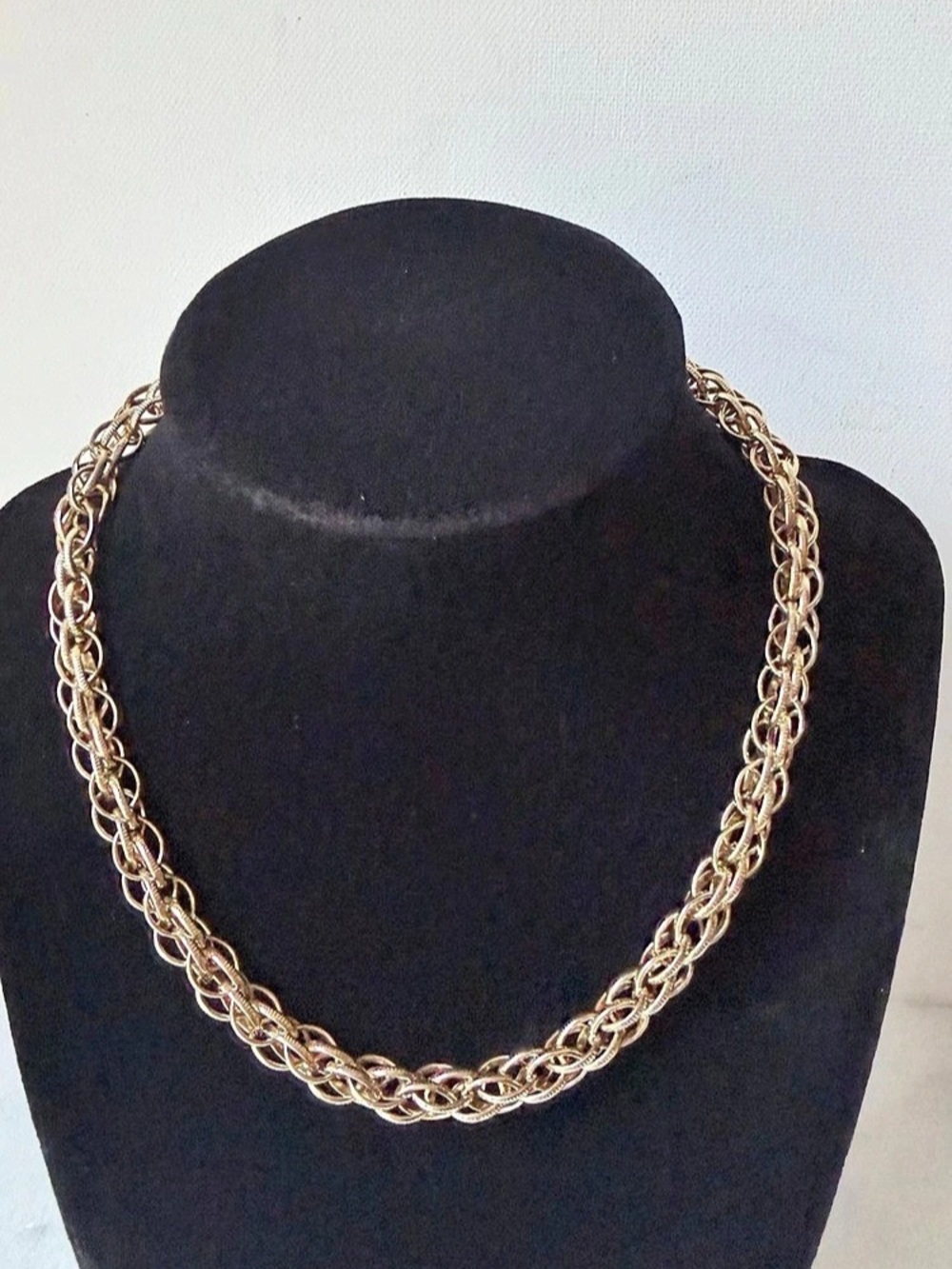 Vintage Gold-Tone Interwoven Chain Necklace